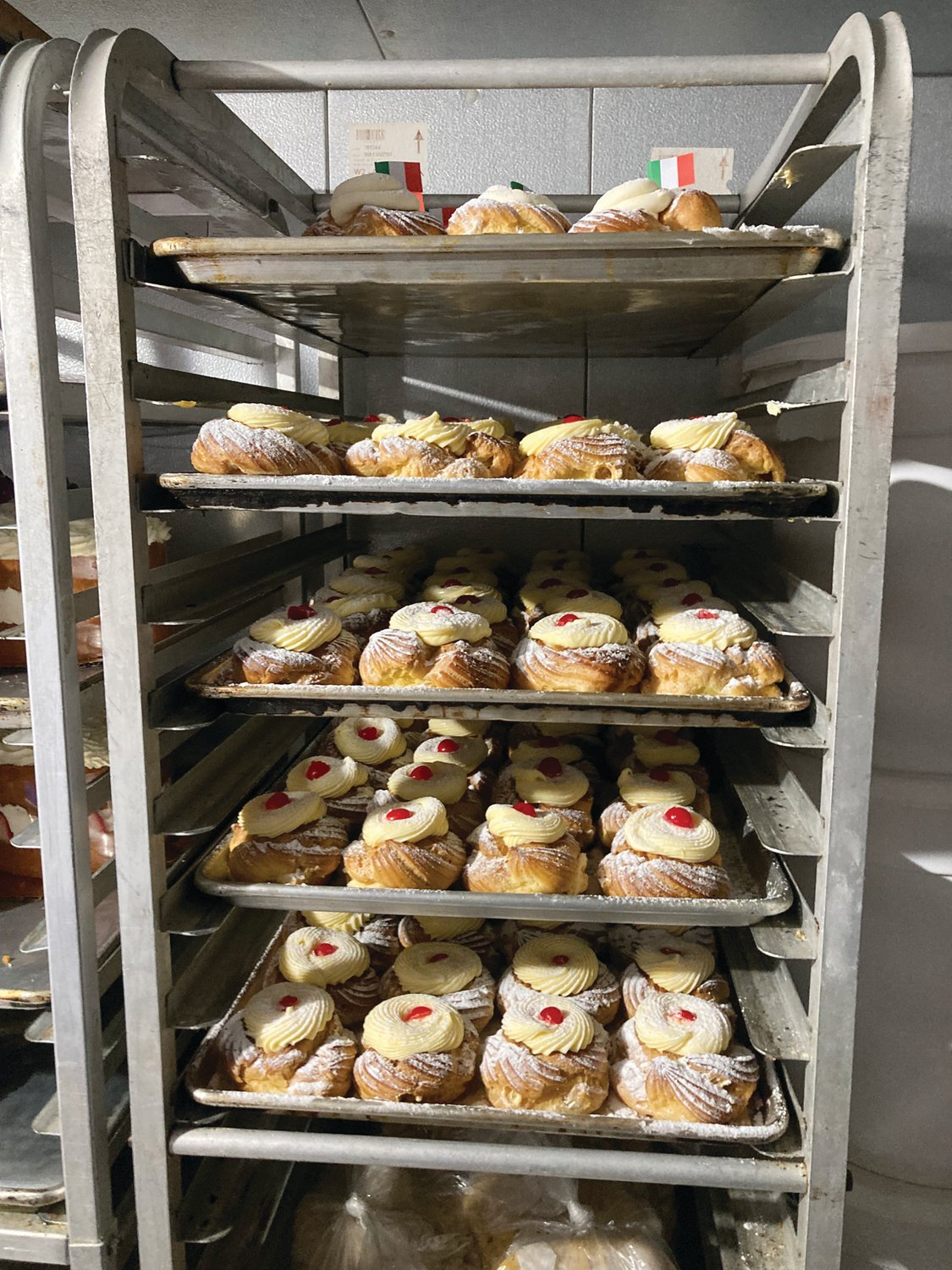 STAYING COOL: In The Original Italian Bakery’s freezer are roughly 500 zeppoles ready to be eaten.
