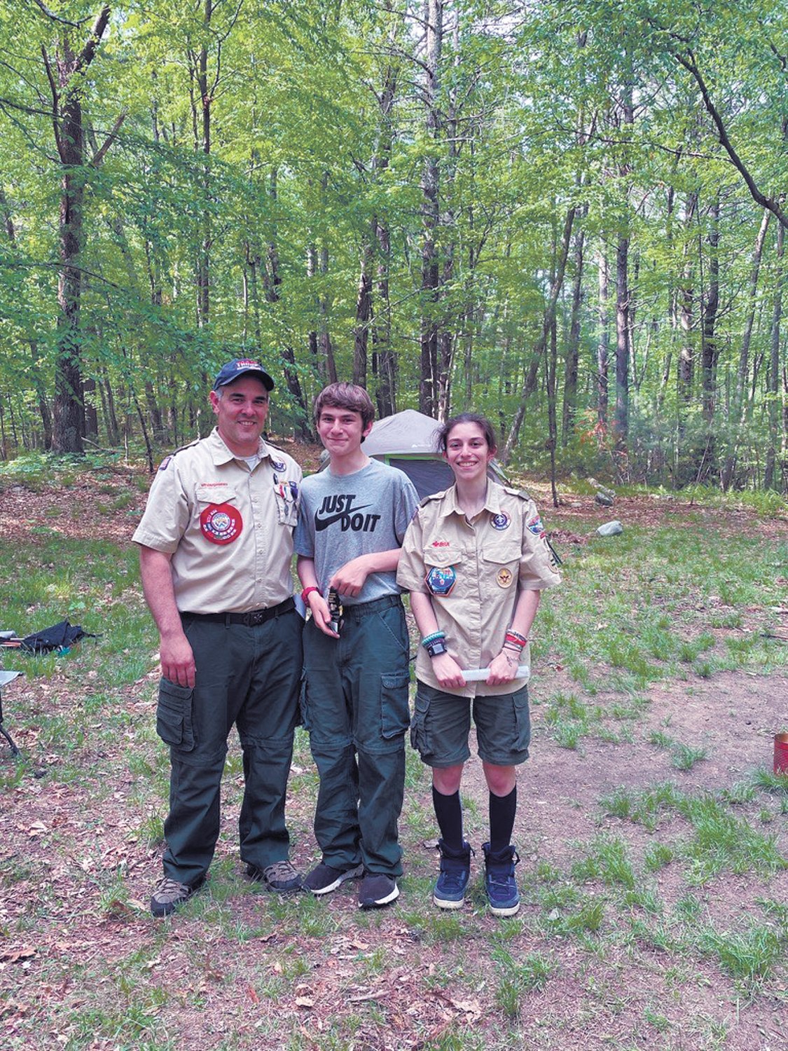 Soon to be Eagle Scout Emma Capirchio pictured with her dad Tom Capirchio and brother Derek.