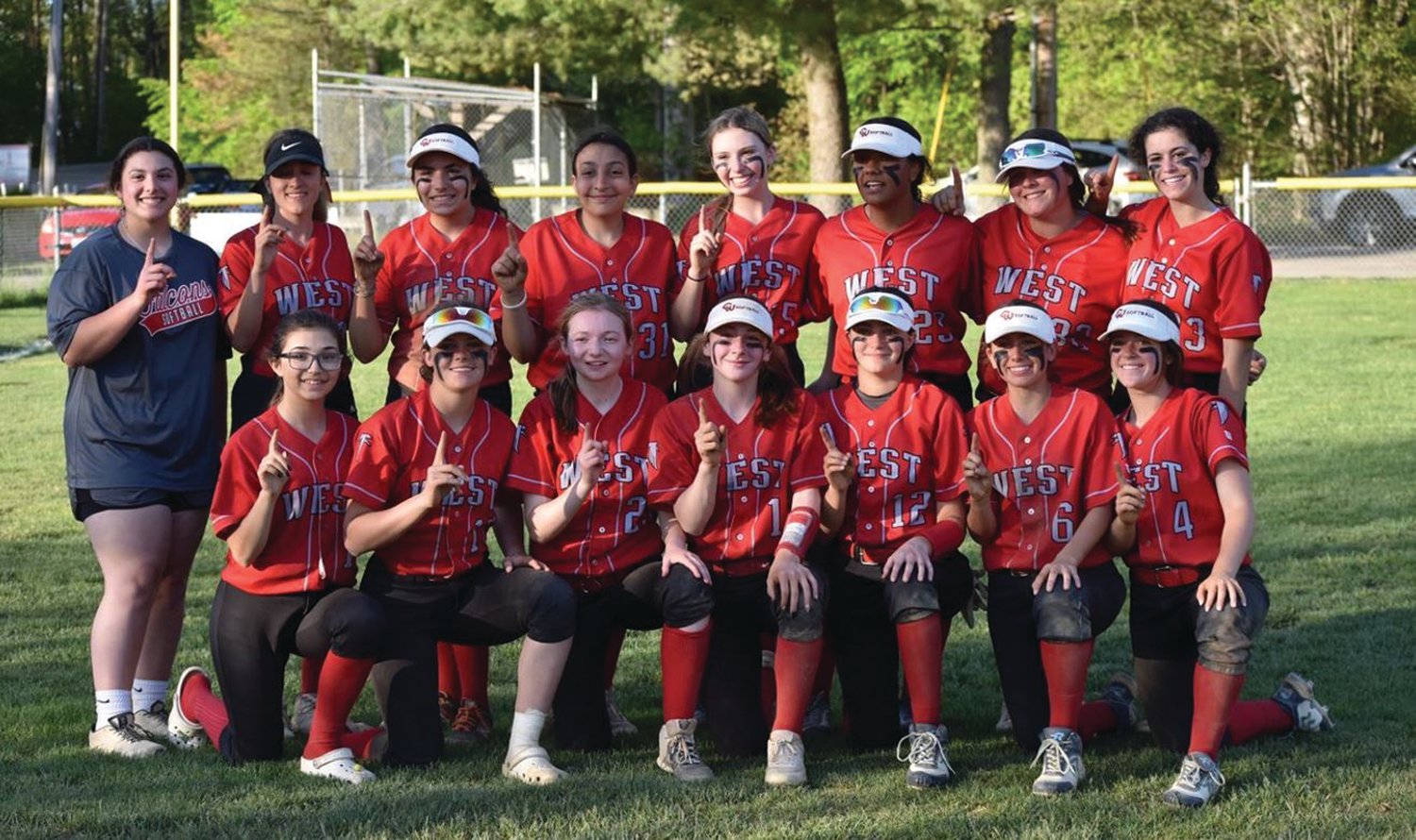 STATE CHAMPS: The Cranston West JV softball team after winning the state title. (Submitted photo)