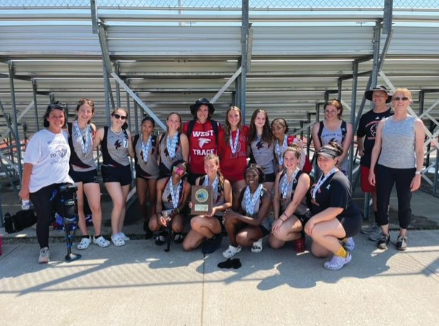 CLASS CHAMPS: The Cranston West girls outdoor track and field team. (Submitted photos)