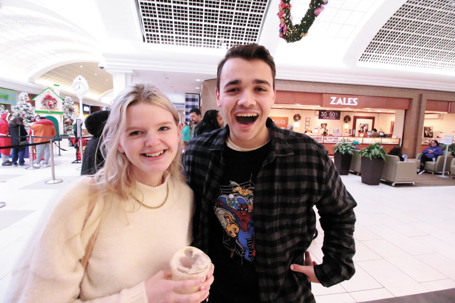 HUNTING FOR A RING: Warwick Mall was the first stop for Joe Rocco and Farah Kinsella as they looked for the perfect engagement ring on Black Friday. (Cranston Herald photos)