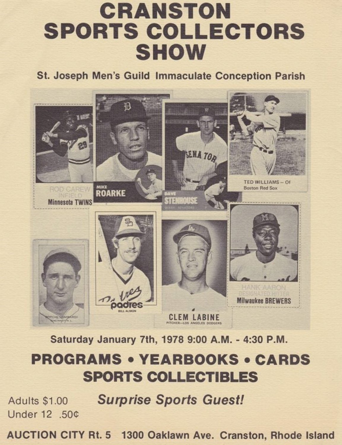 BACK IN THE DAY: 1978 Cranston Sports Card Show poster used to promote the show in the days of its infancy