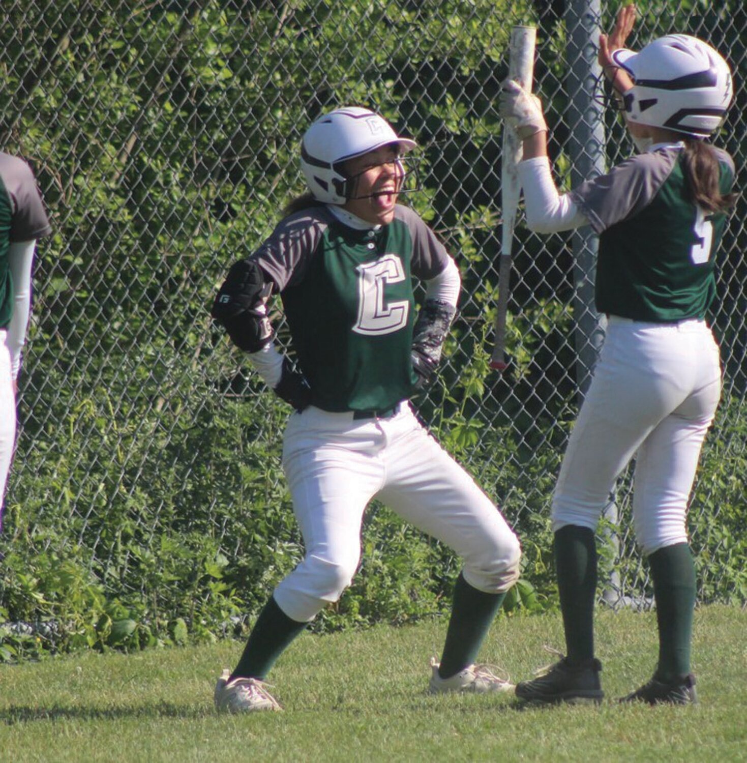 HOME RUN: Cranston East’s Nevaeh Fatorma celebrates after hitting a home run against Davies last week in the Division III play-in game. Fatorma finished the game with four hits and three runs batted in. (Photos by Alex Sponseller)