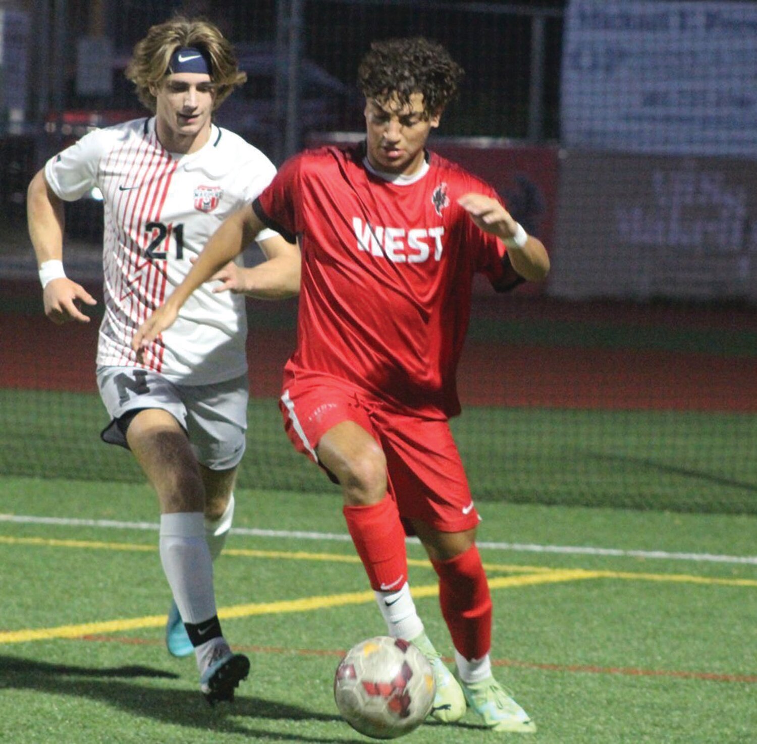 ATHLETE OF THE WEEK: SAM NAIEFEH, WEST: The Cranston Herald’s Athlete of the Week is West soccer player Sam Naiefeh, who has been a force on offense for the Falcons this season. Through five games, Naiefeh leads the team with five goals, accounting for half the club’s points.